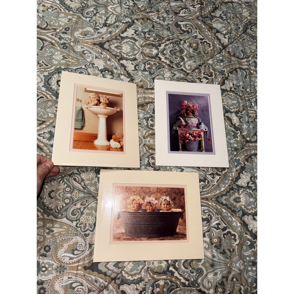 Anne Geddes Vintage Matted Art Prints Set of 3 Baby Photography 8x10 Decor